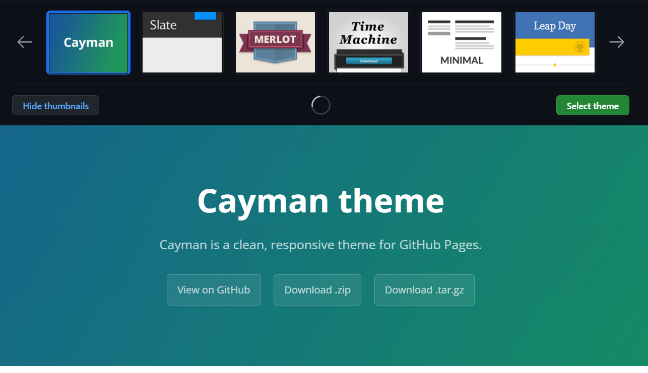 GitHub pages theme selection