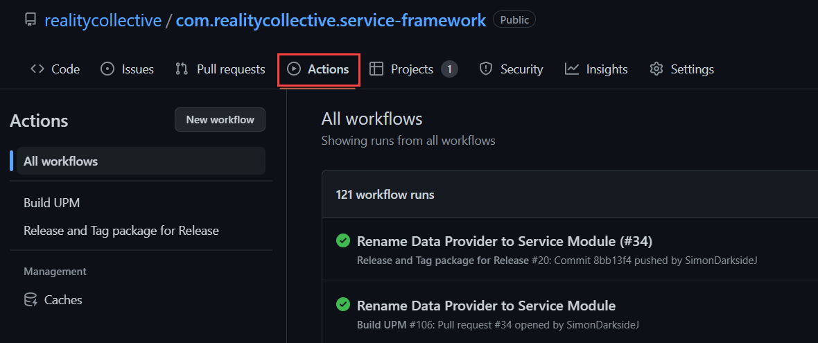 GitHub Actions Tab