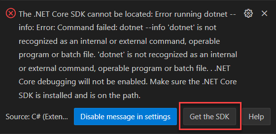 DotNet SDK Warning