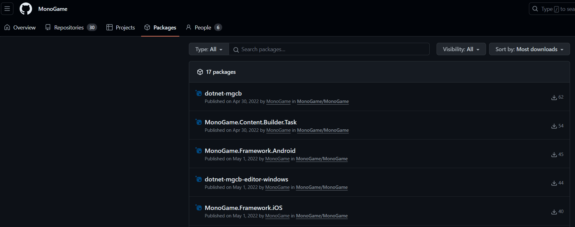 MonoGame GitHub Packages