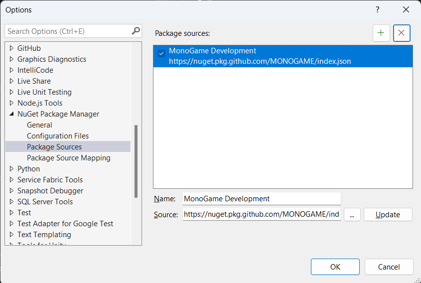 NuGet Source Settings